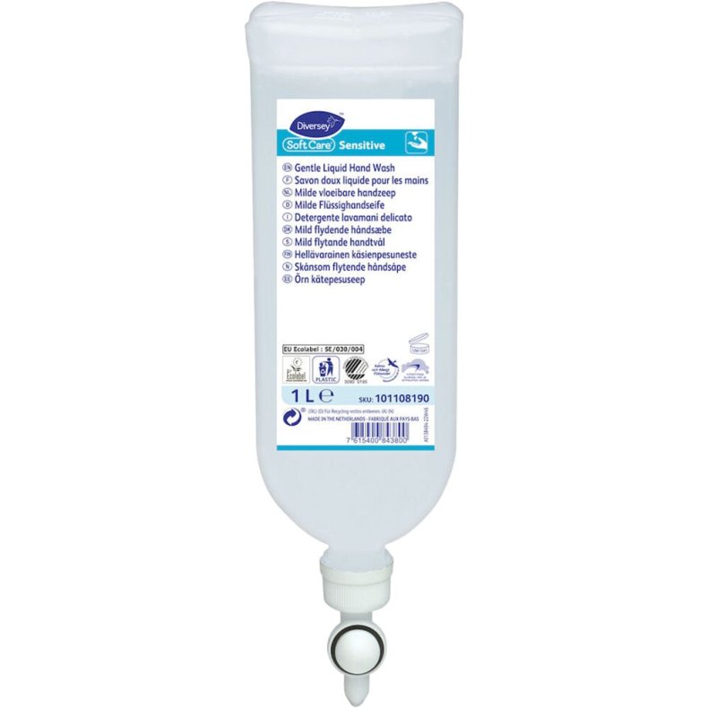 H�nds�be, Diversey Soft Care, 1000 ml, mild, uden farve og parfume,1 ml pr. dosering