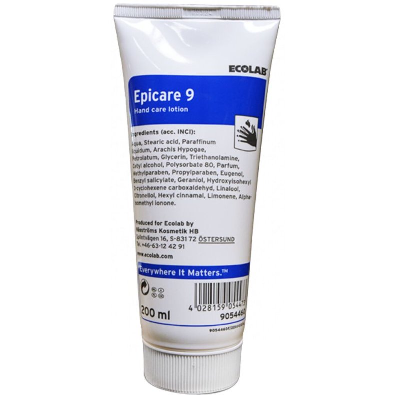 H�ndcreme, Ecolab Epicare 9, 200 ml, uden farve, med parfume