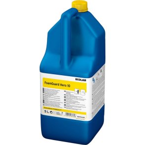 Skumreng�ring, Ecolab FoamGuard Hero 10, 5 l, alkalisk/affedtende, med klor, farve, uden parfume