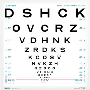 Tavle, Logmar, OpticianA, 45x45cm, hvid, 3m afstand *Denne vare tages ikke retur*