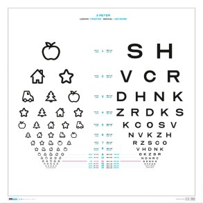 Tavle, Logmar, Eyekey&OpticianA, 60x60cm, hvid, 3m afstand *Denne vare tages ikke retur*