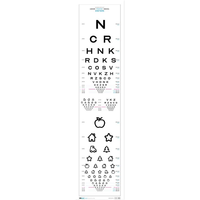 Tavle, Logmar, Eyekey&OpticianA, 25x100cm, hvid, 3m afstand *Denne vare tages ikke retur*