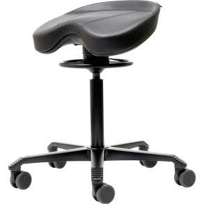 Taburetstol, Activo, betr�k sort stamskin samt sort hjulbase, h�jde 56-76 cm