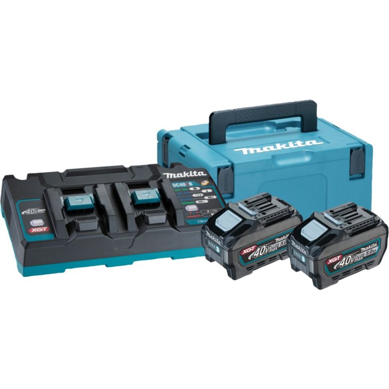 Batteripakke, Makita XGT, 40V, 395x295x215mm, bl�, 2x 5,0Ah, dobbelt lynlader *Denne vare tages ikke retur*