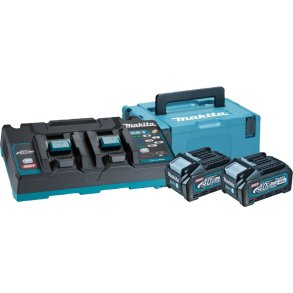 Batteripakke, Makita XGT, 40V, 395x295x215mm, bl�, 2x 4,0Ah, dobbelt lynlader