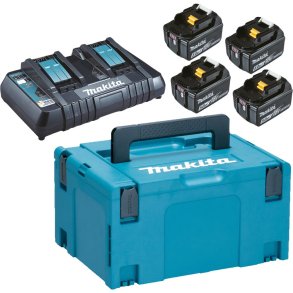 Batteripakke, Makita LXT, 18V, 395x295x215mm, bl�, 4x 5,0Ah, dobbelt lynlader *Denne vare tages ikke retur*