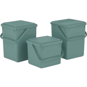 Affaldsspand, Bio, Rotho, m�rkegr�n, plast, 5 l, med luftt�t l�g, plasthank til kildesortering