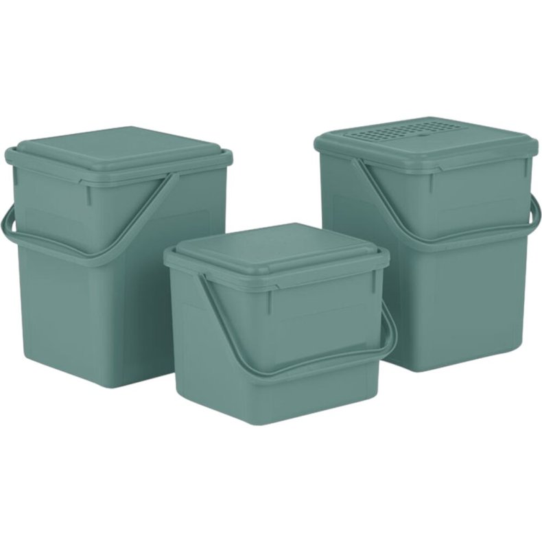 Affaldsspand, Bio, Rotho, m�rkegr�n, plast, 5 l, med luftt�t l�g, plasthank til kildesortering
