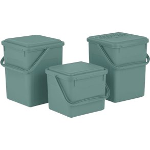 Affaldsspand, Bio, Rotho, m�rkegr�n, plast, 9 l, med luftt�t l�g, plasthank til kildesortering