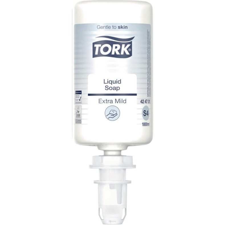 H�nds�be, Tork S4, 1000 ml, uden parfume, med farve, 1 ml pr. dosering, flydende