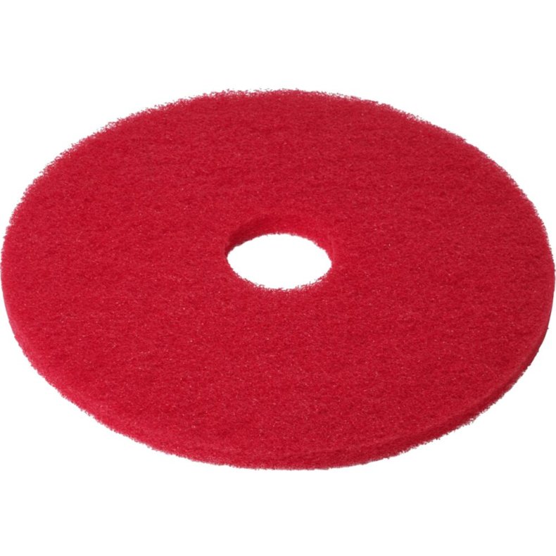 Gulvrondel, 9", �229mm, r�d, genanvendt PET fiber, til daglig reng�ring