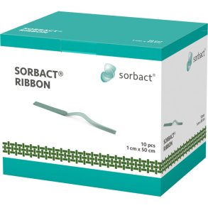 Hydrofob bandage, Sorbact Ribbon, 50x1cm, gr�n, meche, u/kl�b, latexfri, steril, engangs *Denne vare tages ikke retur*
