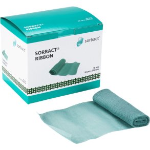 Hydrofob bandage, Sorbact Ribbon, 200x10cm, gr�n, meche, u/kl�b, latexfri, steril, engangs *Denne vare tages ikke retur*