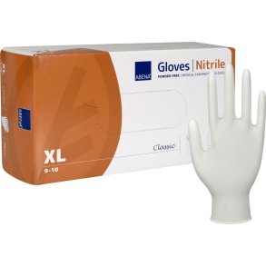Unders�gelseshandske, ABENA Classic, XL, hvid, nitril, pudderfri