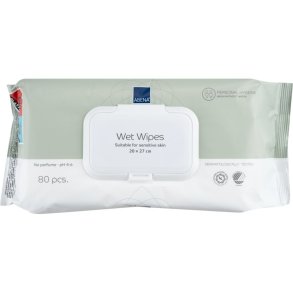 V�dserviet, ABENA, Z-fold, 20x27cm, Renrumsproduceret, 80stk, uden farve og parfume, med plastik l�g, engangs