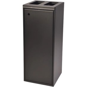 Affaldsspand, Tina Trolleys, sort, pulverlakeret st�l, 2-rums, 2x60 l, med 2 �bne indkast *Denne vare tages ikke retur*