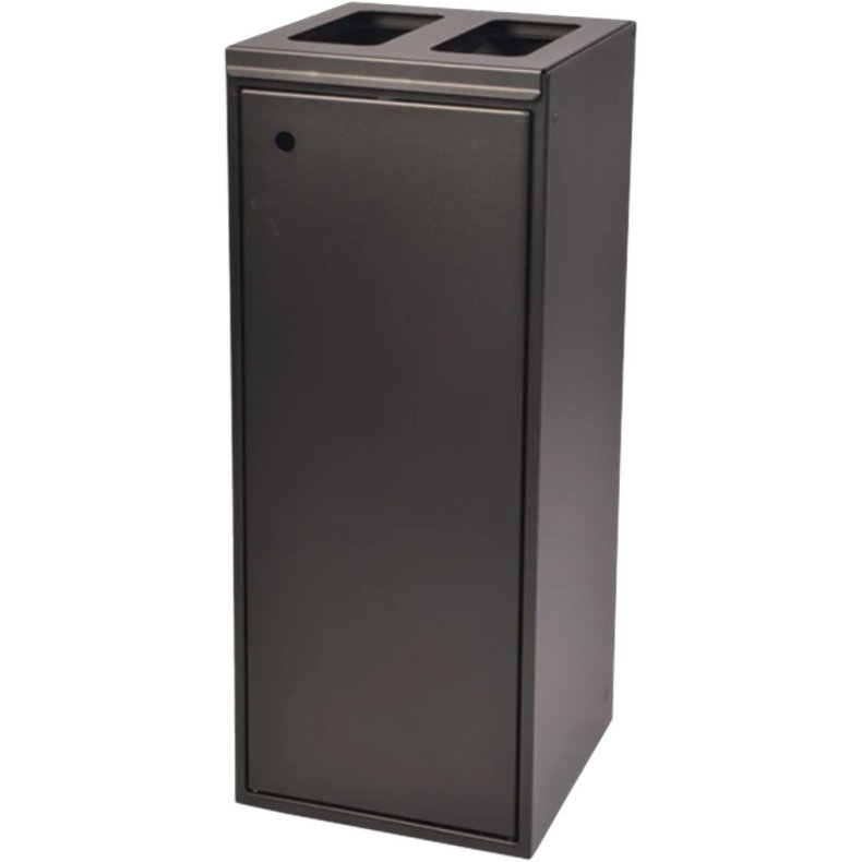 Affaldsspand, Tina Trolleys, sort, pulverlakeret st�l, 2-rums, 2x60 l, med 2 �bne indkast *Denne vare tages ikke retur*