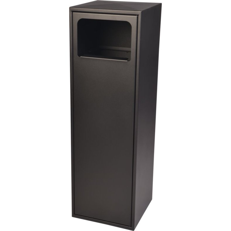 Udend�rs affaldsspand, Tina Trolleys, sort, pulverlakeret st�l, 100 l, indkast i frontl�ge *Denne vare tages ikke retur*
