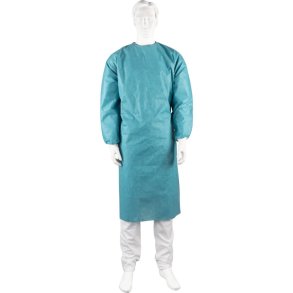 Operationskittel, ABENA Protectus, L, 125cm, �150cm, gr�n, SMMSS, standard, uden h�ndkl�der, steril, engangs