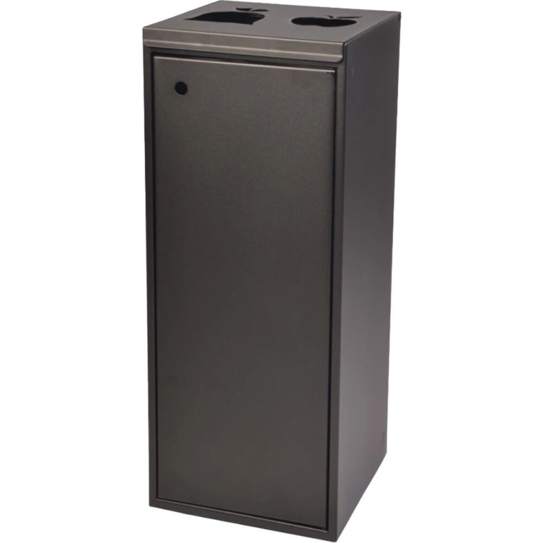 Affaldsspand, Tina Trolleys, sort, pulverlakeret st�l, 2-rums, 2x60 l, med rest-, og �ble udsk�ring affaldsindkast *Denne vare tages ikke retur*