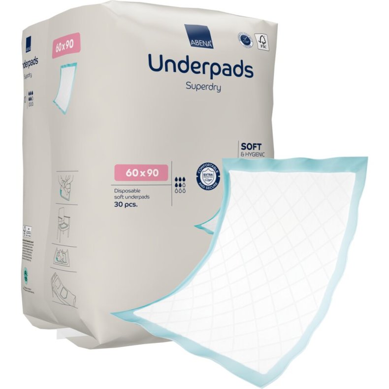 Underlag, ABENA Underpads Superdry, 60x90cm, med SAP