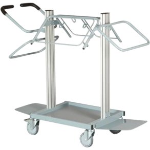 Affaldsvogn, Tina Trolleys, gr�, pulverlakeret st�l, 5-rums, 3x110+2x60 l, til kildesortering, med bundplader *Denne vare tages ikke retur*
