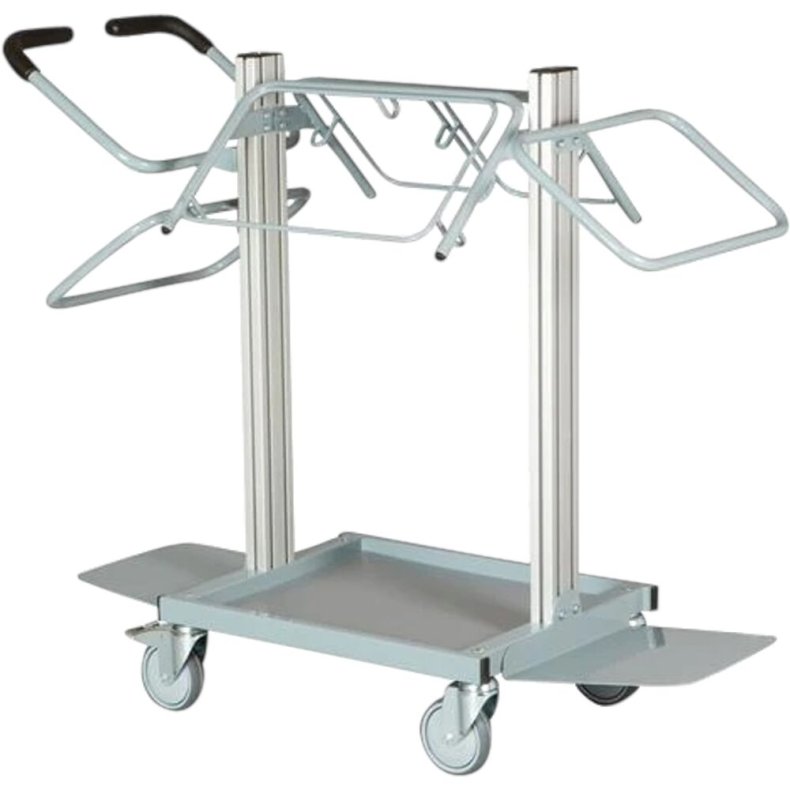 Affaldsvogn, Tina Trolleys, gr�, pulverlakeret st�l, 5-rums, 3x110+2x60 l, til kildesortering, med bundplader *Denne vare tages ikke retur*