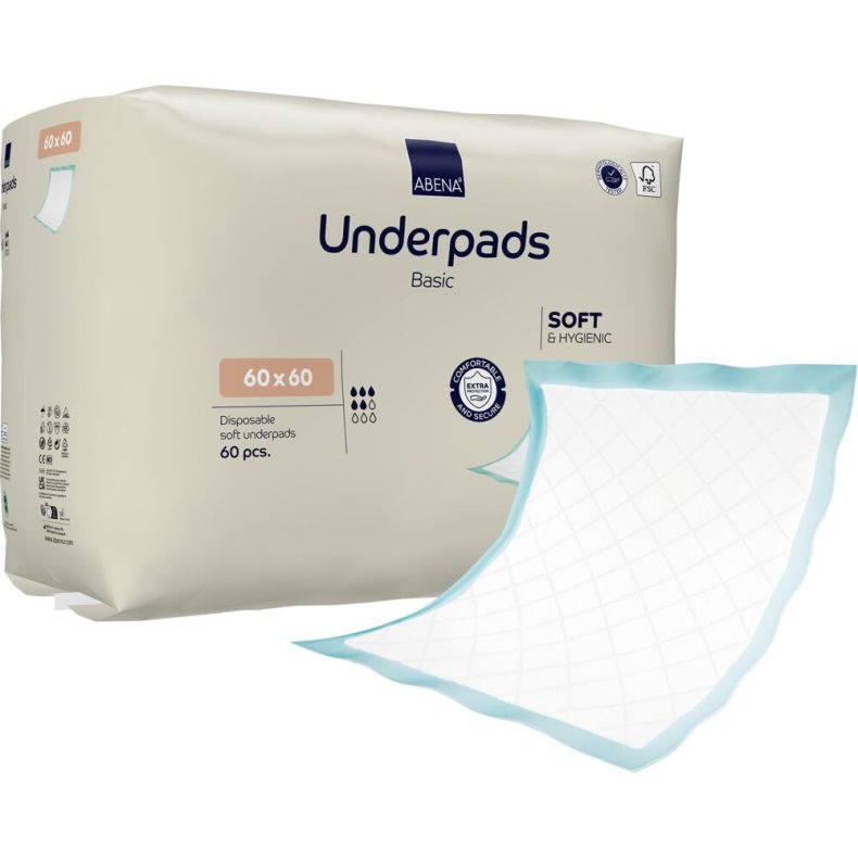 Underlag, ABENA Underpads Basic, 60x60cm