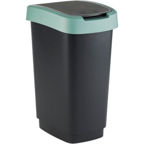 Affaldsspand, Rotho Twist, sort, plast, 25 l, sort l�g med gr�n kant, til kildesortering