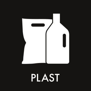 Piktogram, 12x12cm, sort, folie, til plast, selvkl�bende