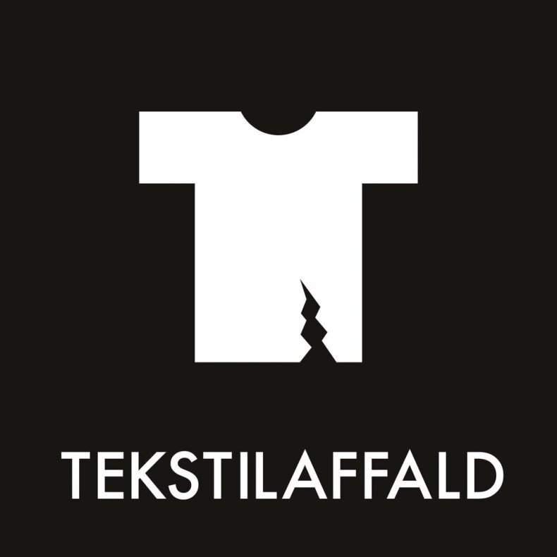 Piktogram, 12x12cm, sort, folie, til tekstilaffald, selvkl�bende