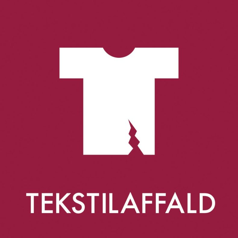 Piktogram, 6x6cm, bordeaux, folie, til tekstilaffald, selvkl�bende
