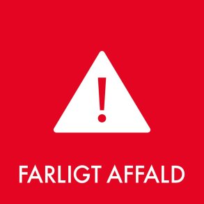 Piktogram, 6x6cm, r�d, folie, til farligt affald, selvkl�bende