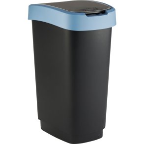 Affaldsspand, Rotho Twist, sort, plast, 50 l, sort l�g med bl� kant, til kildesortering *Denne vare tages ikke retur*