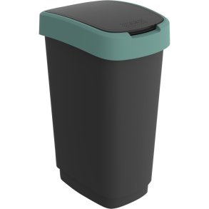 Affaldsspand, Rotho Twist, sort, plast, 50 l, sort l�g med gr�n kant, til kildesortering *Denne vare tages ikke retur*