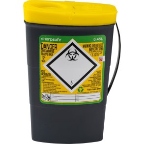 Kanyleboks, Sharpsafe, 450 ml, sort, gult l�g, lommemodel