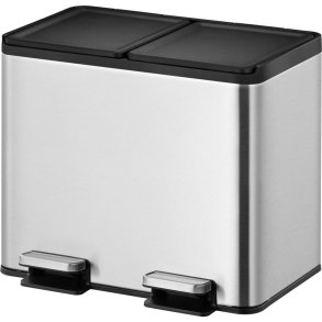 Pedalspand, EKO Essential, st�l mat, rustfrit st�l, 2-rums, 2x15 l, plast inderspande, soft close, fingeraftryksfri *Denne vare tages ikke retur*