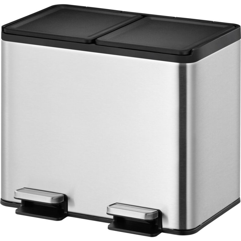Pedalspand, EKO Essential, st�l mat, rustfrit st�l, 2-rums, 2x15 l, plast inderspande, soft close, fingeraftryksfri *Denne vare tages ikke retur*
