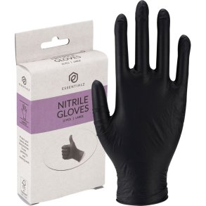 Engangshandske, Essentialz, M, sort, nitril, pudderfri