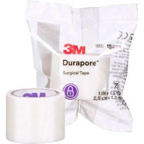 Tape, Durapore, 1,37m x 2,5cm, hvid, latexfri, usteril *Denne vare tages ikke retur*