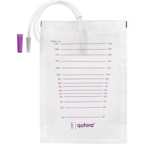 Urinpose, sengepose, Qufora, 90cm, 2000 ml, etkammer, NRV/U.BO, singlepak *Denne vare tages ikke retur*