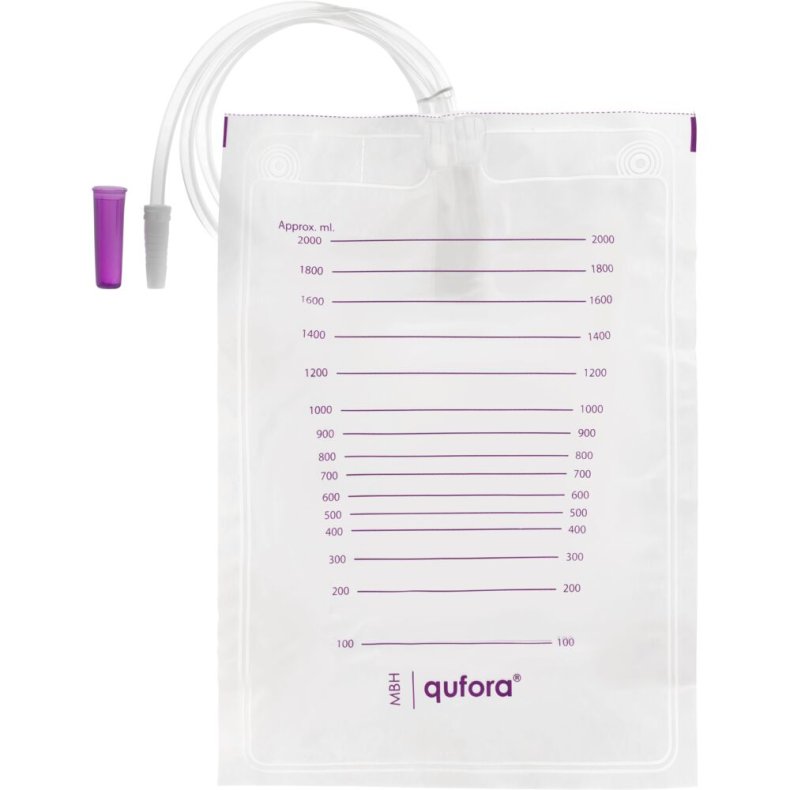 Urinpose, sengepose, Qufora, 90cm, 2000 ml, etkammer, NRV/U.BO, singlepak *Denne vare tages ikke retur*