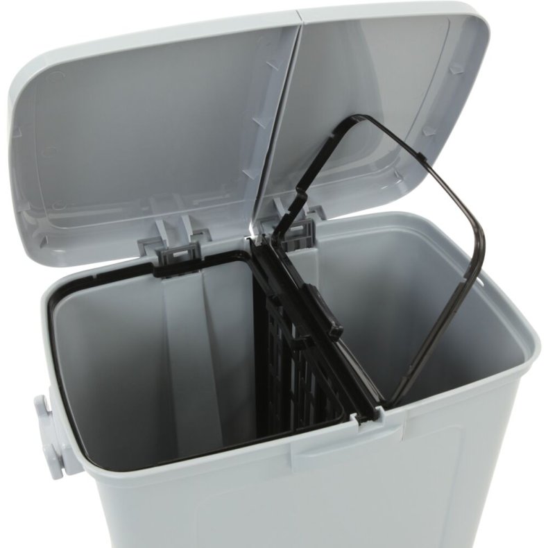 Pedalspand, V-Part, gr�, plast, 2-rums, 25+20 l, s�kkeholdere