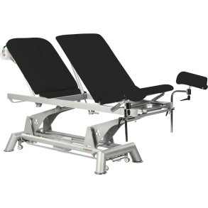 Gyn�kologisk leje, Ecopostural, 200x62cm, sort, 3-delt, elektrisk inkl. benholdere og taburet, max 250 kg. *Denne vare tages ikke retur*