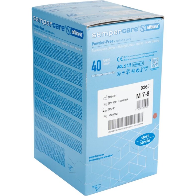 Steril unders�gelseshandske, Sempercare Edition IC, M, nature, latex, pudderfri *Denne vare tages ikke retur*