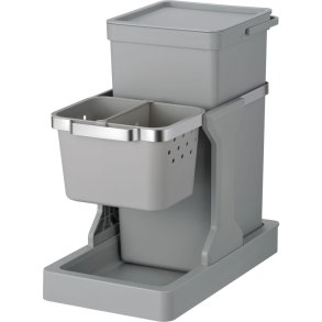 Affaldsspand, EKO, gr�, plast/st�l, 2-rums, 20+4 l, tr�k ud system