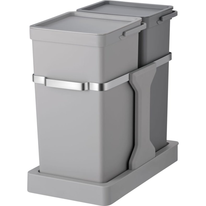 Affaldsspand, EKO, gr�, plast/st�l, 2-rums, 20+15 l, tr�k ud system