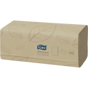 H�ndkl�deark, Tork Xpress H2 Advanced, 2-lags, Z-fold, 21,3x24cm, 8 cm, ubleget, genanvendt papir