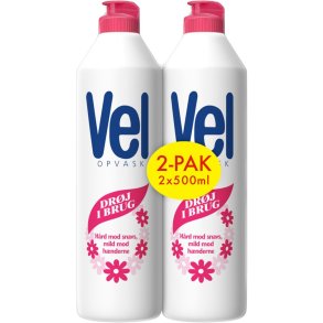 H�ndopvask, Vel Regular, 1000 ml, 2x500 ml, med farve og parfume