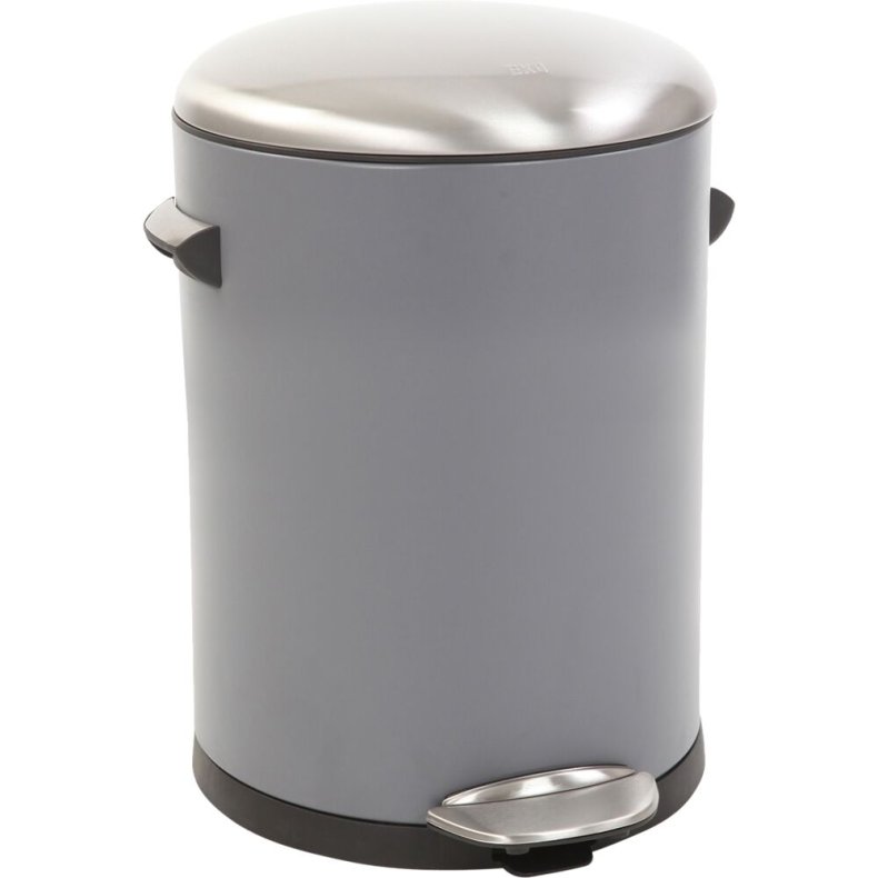 Pedalspand, EKO Belle Deluxe, gr�, pulverlakeret st�l, 5 l, med inderspand i plast, og soft close l�g, sikret mod fingeraftryk